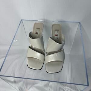 Pesaro White Leather Wedge Sandals Made Germany 90s Minimalist